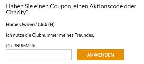 Helle Hollis Autovermietung - Eingabe der Clubnummer in diesem Feld