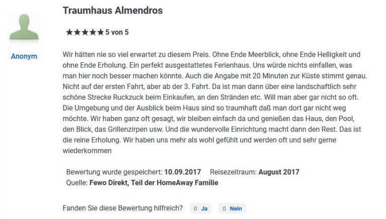 Bewertung Almendros 2017